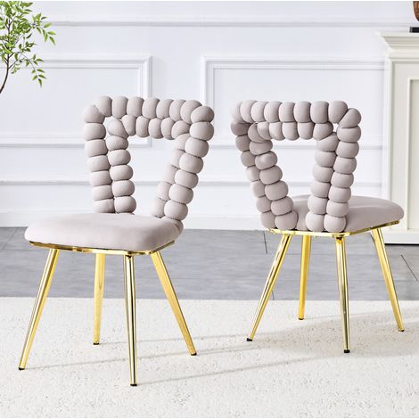 Chaise de salle à manger 45x44x85 cm en velours gris clair, moderne, pour salon FloraGrace (1/5)