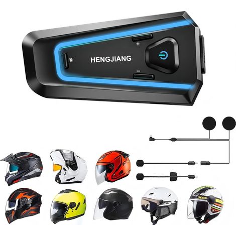 Casque Moto Bluetooth Interphone Moto avec Batterie Longue Durée et, Couplage de l'Intercom avec Téléphone Portable Bluetooth, Technologie Avancée de Contrôle de Bruit, Fonctionnement Mains Libres (1/5)