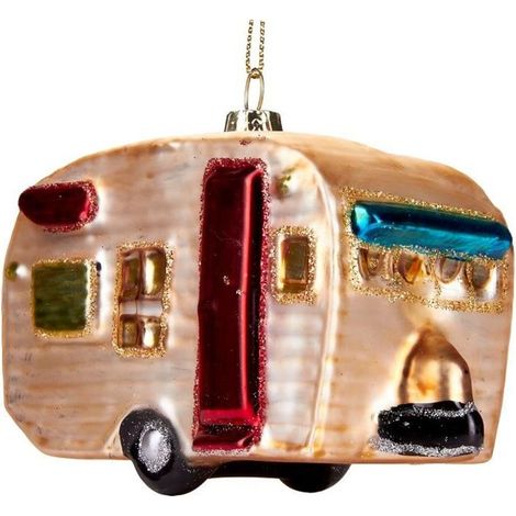 BRUBAKER Caravane - Boule de Noël en verre peinte à la main - Figures de décoration amusantes - 11 cm (1/4)