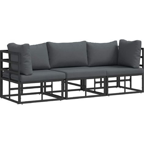 Mobilier de jardin 3 Pièce Noir et anthracite Métal (1/5)