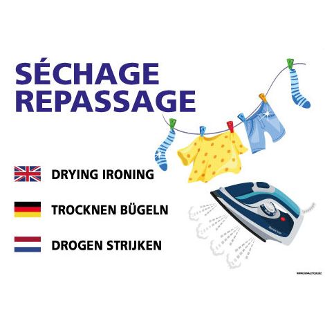 PANNEAU SECHAGE / REPASSAGE (H0436) - Adhésif - 105 x 75 mm