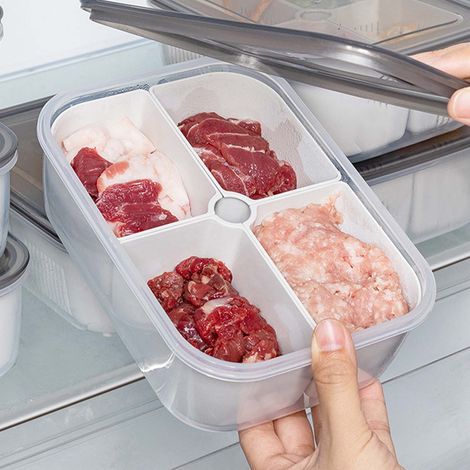 Boîte De Rangement Alimentaire - 4 Compartiments - 20.3 x 15 x 6.5 cm - Pour Réfrigérateur Et Pique-Nique - 1 Pièce (1/5)