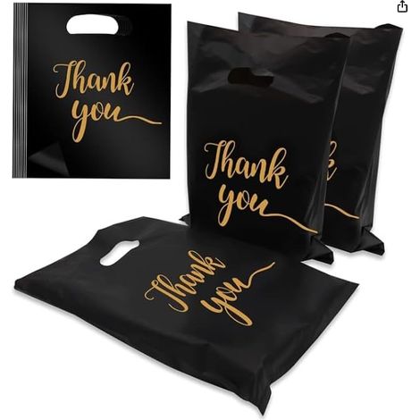 110 Black Thank You Gift Bags 40 x 30 cm Reusable Birthday Party Favor Bags Sturdy Sales Thank You Gifts for Guest Favors Packaging (1/5)