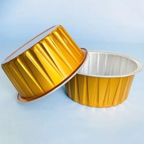 125 mini stampi rotondi per pane con coperchio, mini stampi per torte con coperchio, stampi da forno usa e getta, stampi per muffin, stampi per cupcake, oro (1/4)