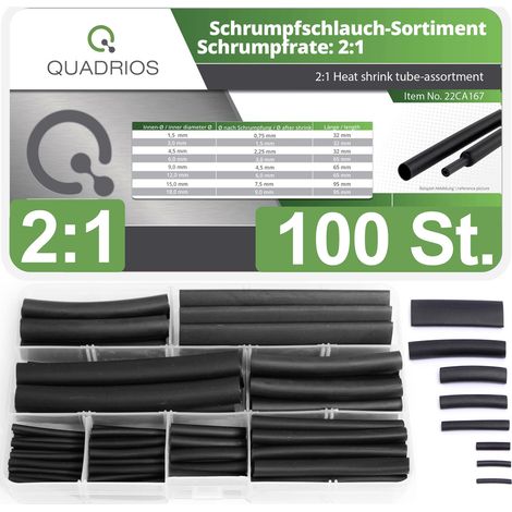 Quadrios 22CA167 Schrumpfschlauchsortiment Schwarz Schrumpfrate:2:1 1 Set (1/5)