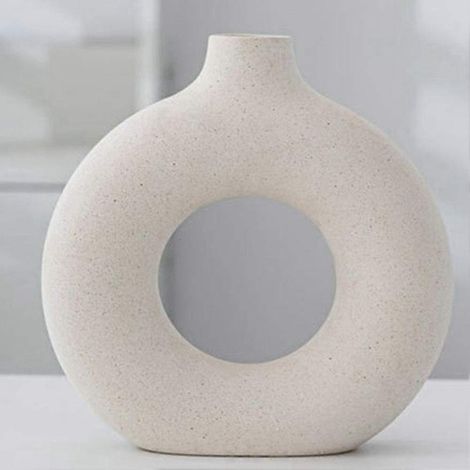Vase donut ajouré fait main pour fleurs séchées - Pot décoratif unique et artistique pour la maison et le bureau (1/5)