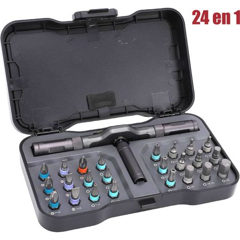 Set di cacciaviti a cricchetto 24 in 1 con punte magnetiche per cacciavite, impugnatura a cricchetto a T rimovibile