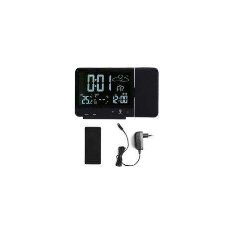 Réveil à Projection Numérique Radio Reveil Projection Plafond avec Station Météo Thermomètre Fil Hygromètre de Jauge de Contrôle D'humidité de la Température avec Calendrier pour Chambres 230V (1/4)