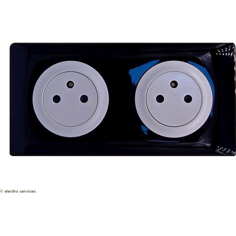 Double prise de courant 2P+T Surface Céliane Complet Noir Griffes: Sans griffes