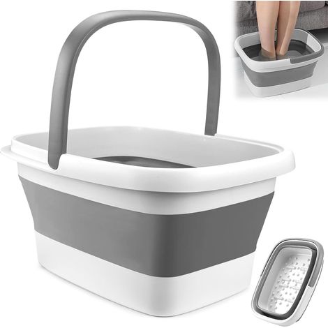 Bain de Pied Pliable, Massage des Pieds Bassine Pied, Baignoire pour Pieds Pliable Avec Massage pour Le Bain de Pieds, La Pédicure, Le Soulagement de La Fatigue (Blanc grisâtre)