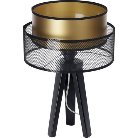 Lampe à poser élégante effet maille noire intérieur doré - Noir avec intérieur doré mat et brillant (1/5)