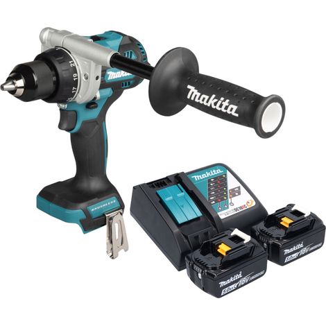 Taladro atornillador a batería Makita DDF 492 RT 18 V 141 Nm sin escobillas + 2 baterías de 5,0 Ah + cargador