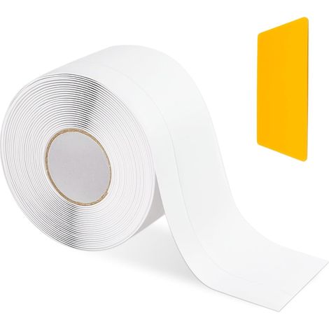 Plinthe Souple Autoadhésive, PVC 50 × 20 mm Plinthe Adhesive, Découpé sur Mesure, avec Raclette pour Cuisines, Salles de Bains, Salons, Bureaux (Blanc, 5 Mètres) (1/5)