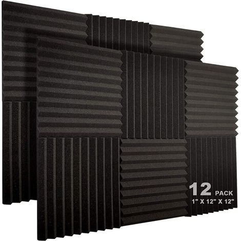 Set of 12 panels acoustiques 30,5 x 30,5 x 2,5 cm Foam high density Absorption sound for studios and offices Resistant to the light (1/5)