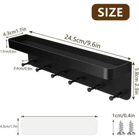 Clavier avec étagère support autocollant sans perçage organiseur mural pour entrée cuisine (1/4)