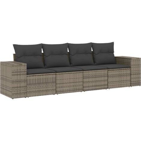 Maison Exclusive - 4-tlg. Garten-Sofagarnitur mit Kissen Grau Pol