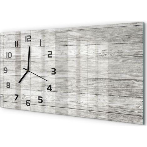 Horloge Murale Panoramique 60x30 cm en Verre Trempé Silencieuse Design Moderne Arrière-plan en bois (1/5)