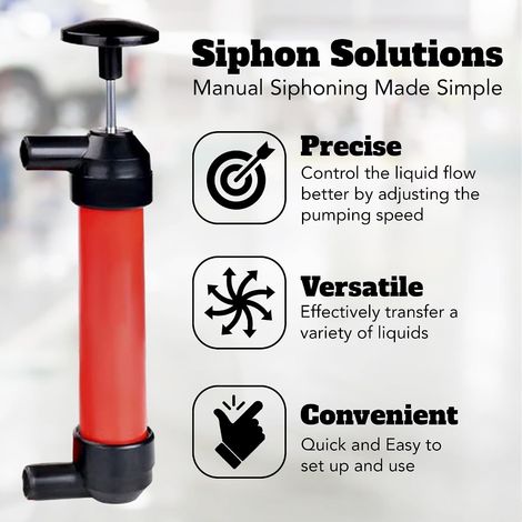 Pompe à carburant manuelle multifonctionnelle - pompe à siphon portable pour eau et essence, tuyau de siphon de 38 cm, transfert de liquides pour voitures, récupérateurs d'eau de pluie et aménagements (1/5)