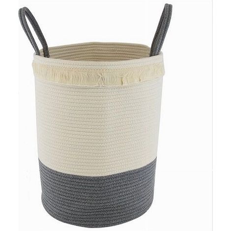 Cleafe - Cesto Porta Biancheria Sporca Corda Intrecciata Borsa Con Manici 35x45 Cm 10654 - (1/2)