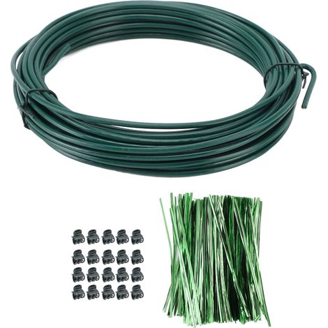 Rotolo di filo per piante da 3 mm, 800 fascette, 20 clip, picchetti di supporto flessibili e facili da usare per fiori e ortaggi da giardino, 12 m/39,4 piedi. (1/5)