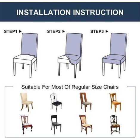 Housse de Chaise, 6 Pieces Extensible Amovible Lavable Moderne Couverture de Chaise pour Salle à Manger Slipcover Femeo (1/5)