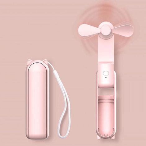 Ventilador Portátil Plegable con Batería 2000 mAh, Silencioso 50 dB y Función Powerbank USB – Ideal para Oficina y Viajes (1/5)