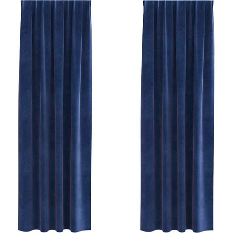 Rideaux avec des rideaux 2 pcs Bleu foncé 140 x 245 cm Velours CFW88154 (1/5)