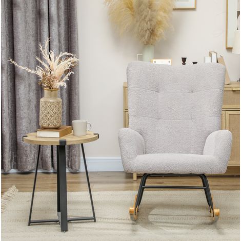 MEUBLIV Poltrona a dondolo 70 x 94 x 100 cm grigio chiaro con braccioli (1/5)