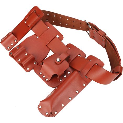 5-in-1-Werkzeuggürtelholster aus Leder für Gerüstbau, inklusive Halterung für Wasserwaage, Schraubenschlüssel und Hammer (1/5)