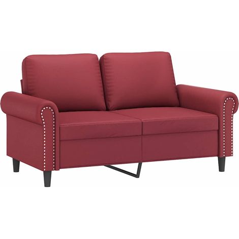 Canapé  Sofa à 2 places Rouge bordeaux 120 cm Similicuir