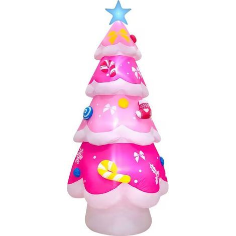 Décoration de sapin de Noël gonflable de 2,1 m avec lumière LED - Grand arbre de Noël gonflable pour intérieur ou extérieur - Décoration de pelouse pour fêtes de Noël (1/5)