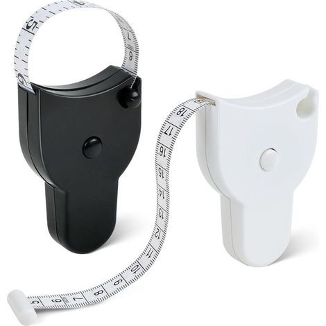 2 Pièces Metre Ruban Couture 1,5 m/60 inch, Ruban Mesure Corps Double Face pour Mesures Corporelles, Rétractable Metre Couture pour Mesurer la Longueur, Poitrine, Taille, Noir + Blanc (1/5)