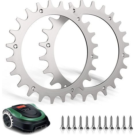 Crampons en acier inoxydable pour tondeuse robot Bosch Indego XS 300 M700 S 500 M+700 S+500, avec 12 vis à tête plate M4. Amélioration de la traction. Dimensions : 170 mm x 2,5 mm. (1/5)