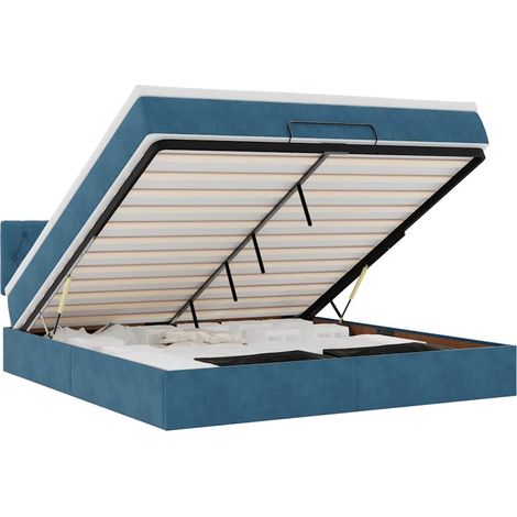 Estructura de cama otomana colchón azul oscuro 180x200 cm vidaXL (1/5)