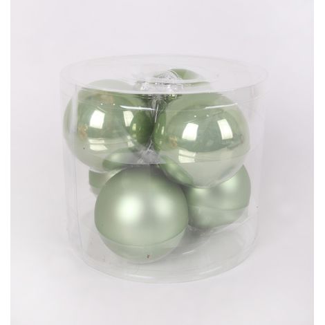 TrendLine Weihnachtskugeln aus Glas Ø 8 cm light green 6 Stück Weihnachtskugel
