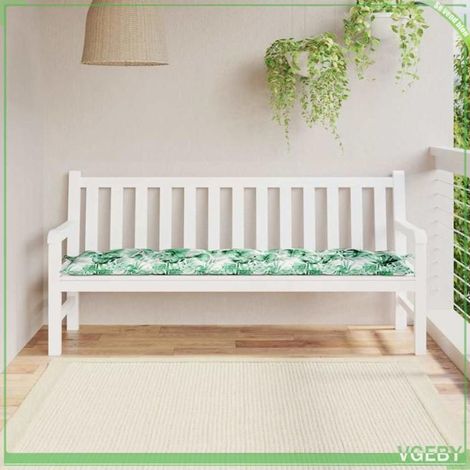 378993 Coussin de banc de jardin motif de feuilles 180x50x7 cm (1/5)