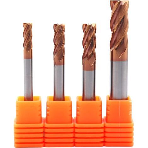 Juego de fresas de carburo, fresas cuadradas CNC D4 + 5 + 6 + 8 mm, herramientas de corte de carburo, 4 piezas (4/5/6/8 mm) (1/5)