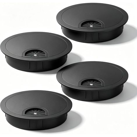 Pasacables negros de 57-60 mm, paquete de 4  Gestión de cables de escritorio de aleación de zinc  Cubierta de cables para mesa y estación de trabajo (1/5)