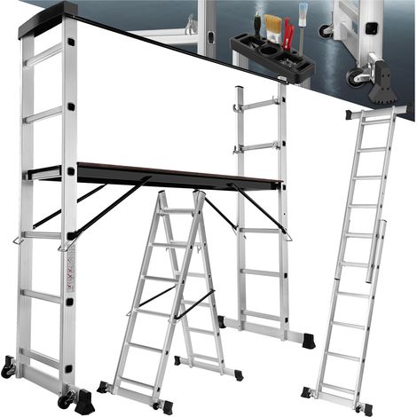 Échafaudage plateforme multifonctions en aluminium argent (1/5)
