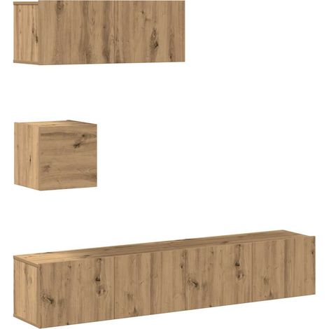 Maison Exclusive - Set Mobile TV 4 pz Montato a Parete Rovere in Legno Multistrato