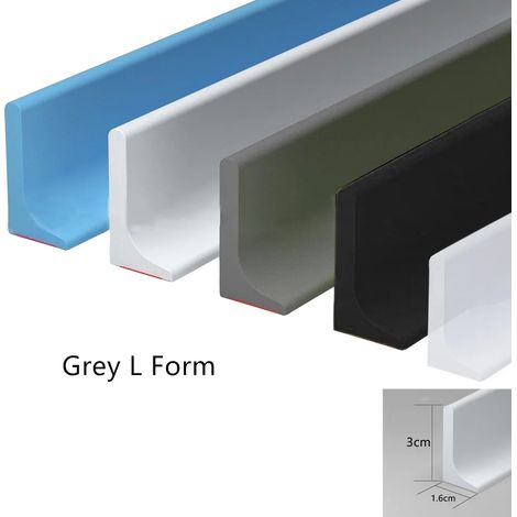 (Grey L Form-about 250cm) Water Shower Dam Bathroom Water Stopper Silicone Retaining Strip Flood Barrier Dry And Wet Separation Blocker (1/4)