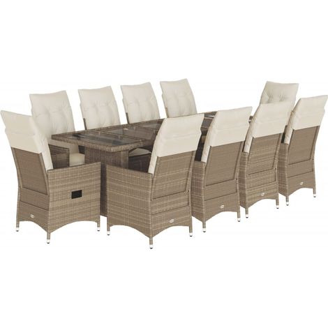 Maison Exclusive - 11-tlg. Garten-Bistro-Set mit Kissen Beige Pol (1/5)