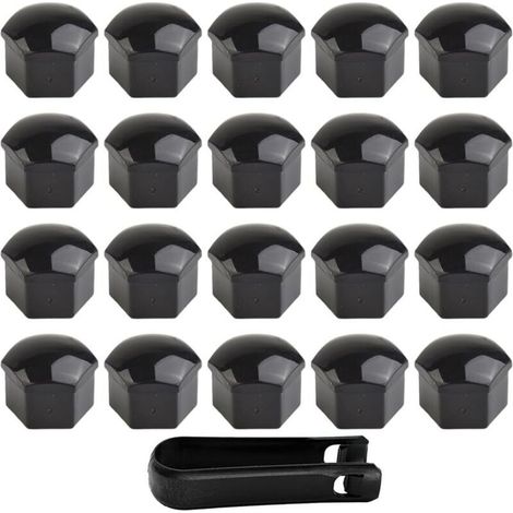 20Pcs Capuchon D'Écrou De Roue 17Mm Capuchons D'Écrou De Boulon De Roue, Cache-Écrous De Pneu Hexagonaux avec Ensemble D'Out (1/4)