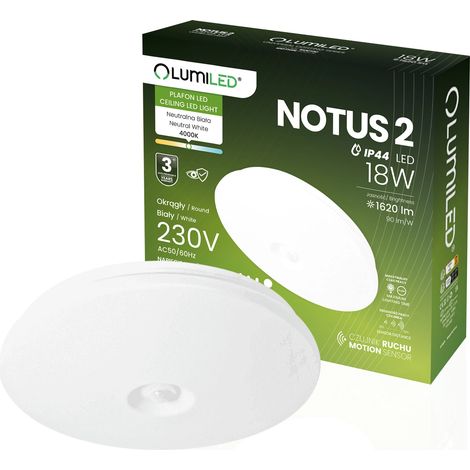 LED-Deckenleuchte, Aufputzmontage, 18 W, rund, IP44, 33 cm, Bewegungsmelder (1/5)