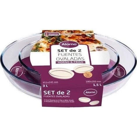 Set de 2 pirofilas ovaladas de vidrio para horno y frigorífico