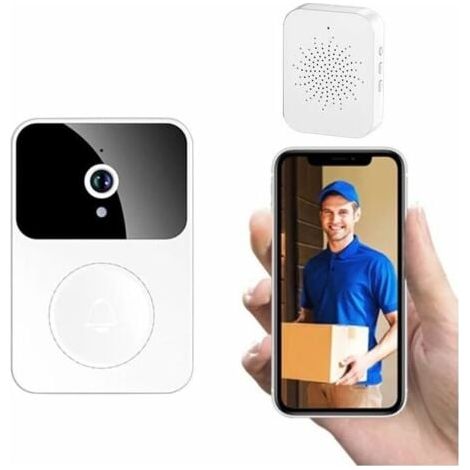 Carillon et sonnette Sonnette Sans Fil Connectée Avec Caméra De Surveillance, Wifi Smart Camera, Enregistrement Vidéo, Sonnette Porte (Type-C), Plusieurs Sonnerie Rechargeable, Connexion Smartphone A (1/5)