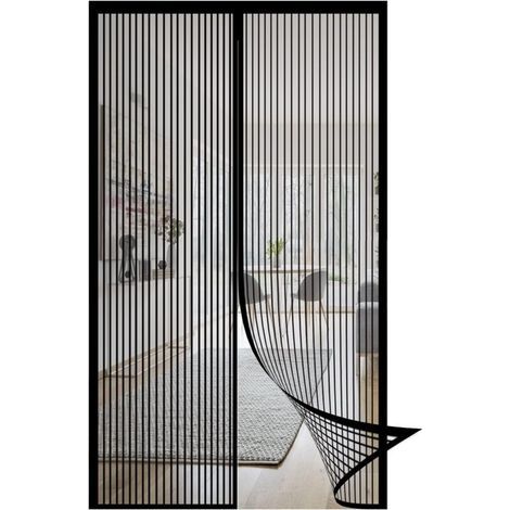 Moustiquaire de porte, 120 x 210 cm, anti-insectes, durable, anti-déchirure, pour cuisine, chambre, salle climatisée, noire (1/5)