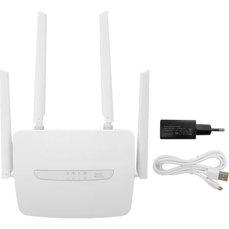 4G LTE WLAN-Router mit externer Antenne, SIM-Kartensteckplatz, 150 Mbit/s, 32 Benutzerkonten, WAN/LAN-Anschlüssen, Access Point, 100–240 V EU-Stecker