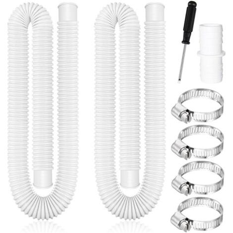 2 Pièces Tuyau Piscine 32mm,150 CM Tuyau pour Piscine Hors Sol avec 4 Pinces Métalliques -Ensemble A-blanc (1/5)
