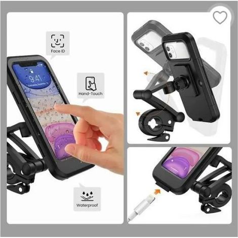 Support Téléphone Vélo Moto - Étanche - Compatible Smartphones Jusqu'à 6,7 Pouces - Rotation 360° - 1 Pièce (1/4)